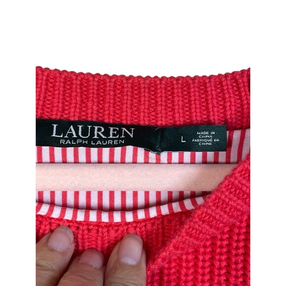 Lauren Ralph Lauren Womens Twofer Sweater‎ Large Striped Contrast Layered - Picture 7 of 10